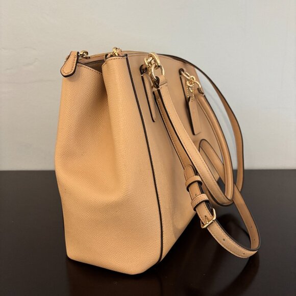 Coach Christie Carryall Tan Crossgrain Leather Satchel - Picture 2 of 13